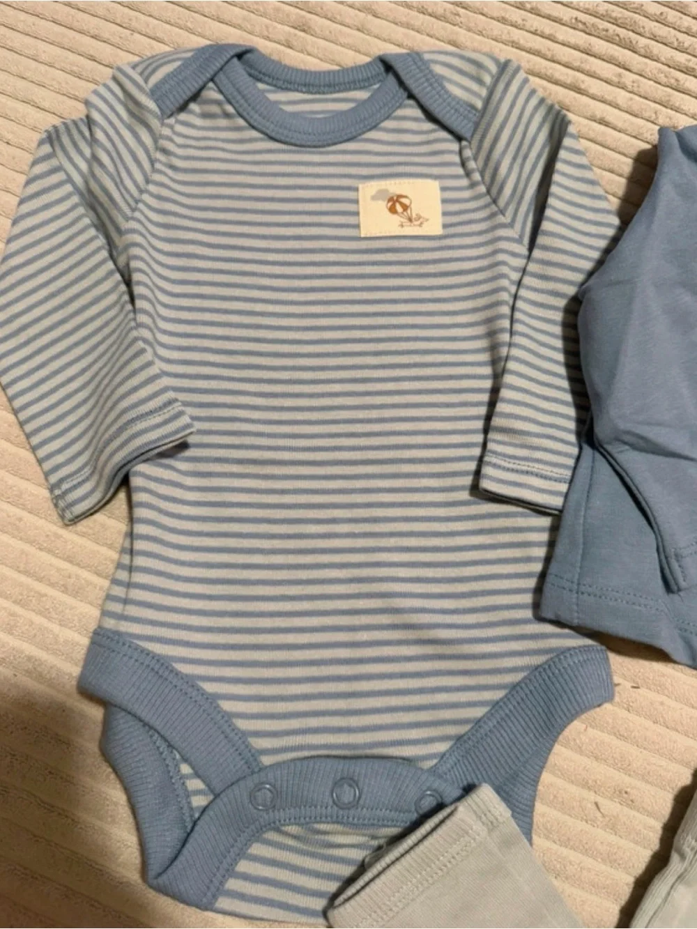 Bliss Light Blue Striped One-Piece with Jacket & Pants